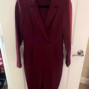 Express | Burgundy Tuxedo Jumpsuit